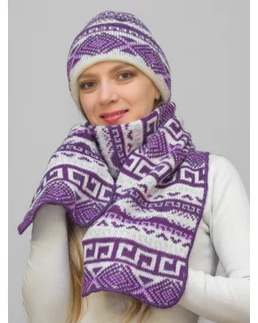 Комплект зимний женский шапка+шарф Зима (Цвет фуксия)