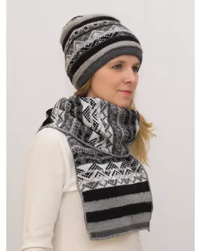 Комплект зимний женский шапка+шарф Альбина (Цвет белый)