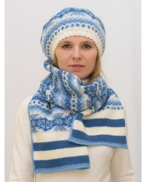 Комплект зимний женский берет+шарф Мариз (Цвет голубой)