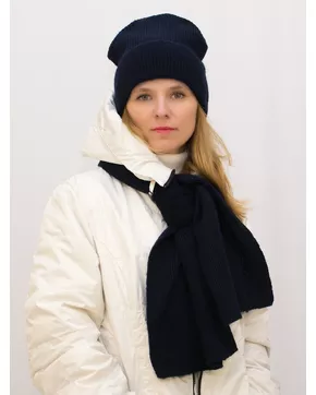 Комплект зимний женский шапка+шарф Ника (Цвет синий)