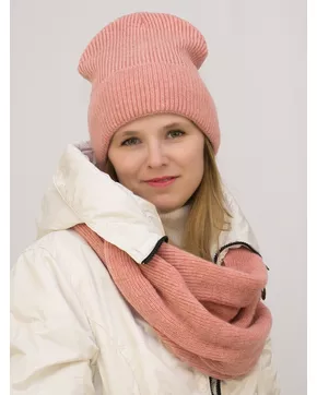 Комплект зимний женский шапка+шарф Ника (Цвет Абрикосовый)