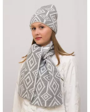 Комплект зимний женский шапка+шарф Азалия (Цвет светло-серый)