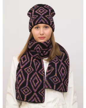 Комплект зимний женский шапка+шарф Азалия (Цвет сиреневый)