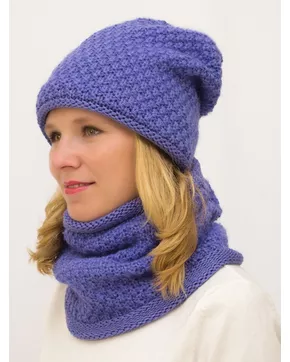 Комплект зимний женский шапка+снуд Даяна (Цвет фиолетовый)
