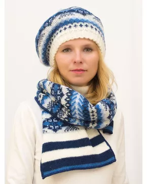 Комплект зимний женский берет+шарф Мариз (Цвет синий)