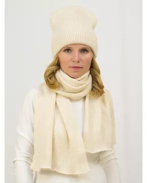 Комплект зимний женский шапка+шарф Ника (Цвет светло-бежевый)