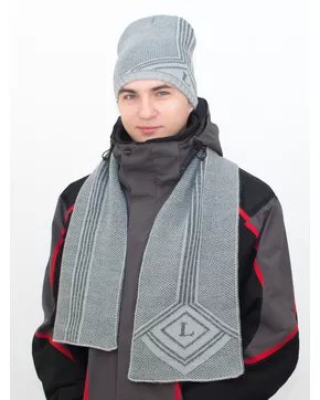 Комплект зимний мужской шапка+шарф Лекс (Цвет светло-серый)
