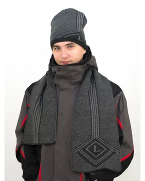 Комплект зимний мужской шапка+шарф Лекс (Цвет темно-серый)