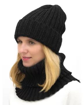 Комплект зимний женский шапка+снуд Кэмерон (Цвет графит)