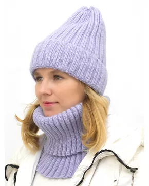 Комплект зимний женский шапка+снуд Кэмерон (Цвет лавандовый)