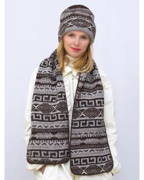 Комплект зимний женский шапка+шарф Зима (Цвет темно-коричневый)