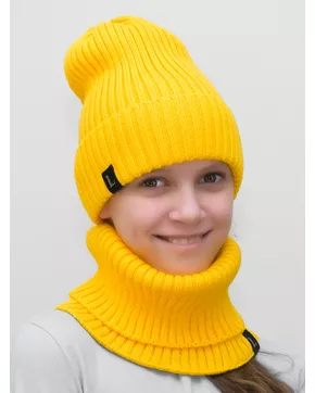 Комплект весна-осень для девочки шапка+снуд Ники (Цвет желтый)