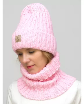 Комплект зимний женский шапка+снуд Янина (Цвет светло-розовый)