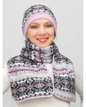 Комплект зимний женский шапка+шарф Марселан (Цвет черный)