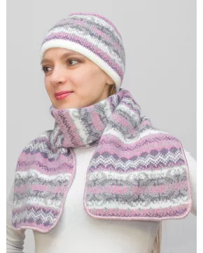 Комплект зимний женский шапка+шарф Марселан (Цвет сиреневый)