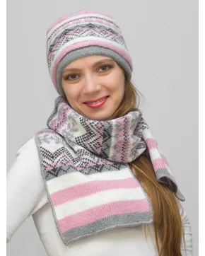 Комплект зимний женский шапка+шарф Альбина (Цвет светло-розовый)