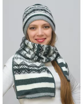 Комплект зимний женский шапка+шарф Альбина (Цвет зеленый)