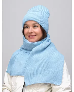 Комплект зимний женский шапка+шарф Людмила (Цвет голубой)