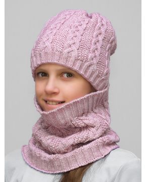 Комплект зимний для девочки шапка+снуд Лиана (Цвет лавандово-розовый)