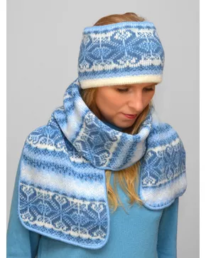 Комплект зимний женский повязка+шарф Солита (Цвет голубой)