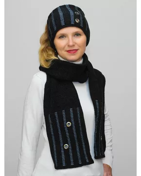Комплект зимний женский повязка+шарф Инга (Цвет черный)