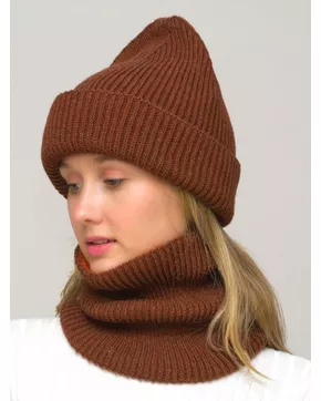 Комплект зимний женский шапка+снуд Monro (Цвет терракот)