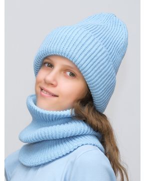 Комплект зимний для девочки шапка+снуд Monro (Цвет голубой)