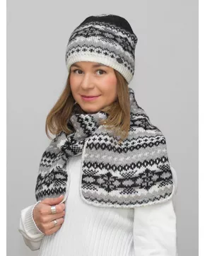 Комплект зимний женский шапка+шарф Анабель (Цвет черный)