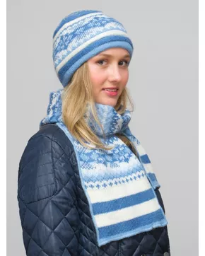 Комплект зимний женский шапка+шарф Альбина (Цвет молочный)