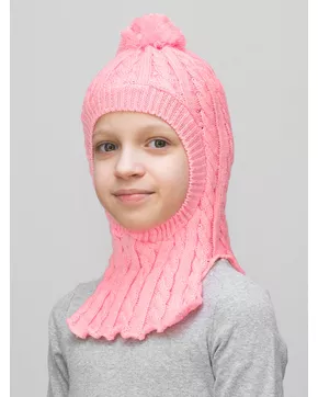 Шапка-шлем для девочки весна-осень Лиза (Цвет светло-коралловый)