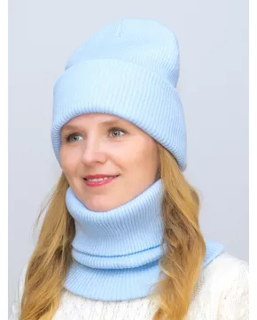 Комплект зимний женский шапка+снуд Татьяна (Цвет голубой)