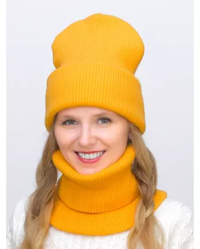 Комплект зимний женский шапка+снуд Татьяна (Цвет желтый)