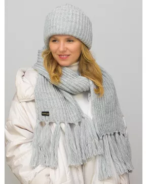 Комплект зимний женский шапка+шарф Анна (Цвет светло-серый)