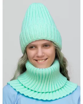 Комплект зимний для девочки шапка+снуд Кэмерон (Цвет мятный)