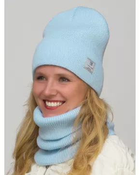 Комплект зимний женский шапка+снуд Милана (Цвет голубой)
