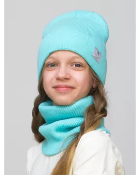 Комплект зимний для девочки шапка+снуд Милана (Цвет мятный)