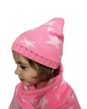 Комплект весна-осень для девочки шапка+снуд Камета (Цвет светло-розовый)