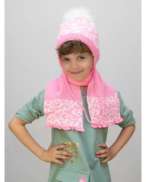 Комплект зимний для девочки шапка+шарф Милочка (Цвет светло розовый)