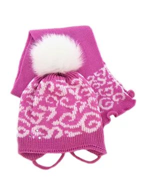 Комплект зимний для девочки шапка+шарф Милочка (Цвет фуксия)