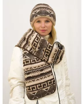 Комплект зимний женский шапка+шарф Зима (Цвет коричневый)