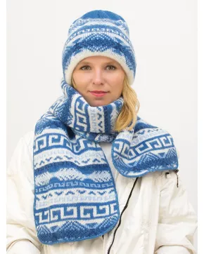 Комплект зимний женский шапка+шарф Зима (Цвет светло-синий)