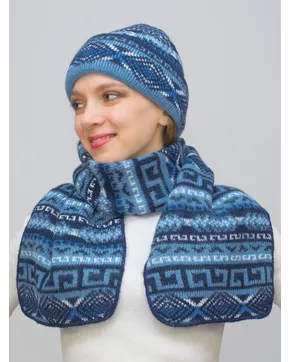Комплект зимний женский шапка+шарф Зима (Цвет синий)