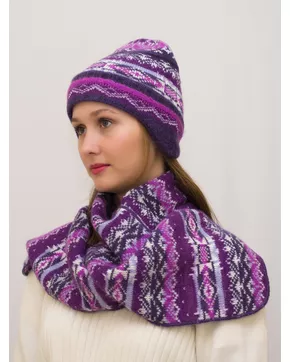 Комплект зимний женский шапка+шарф Мохер (Цвет фиолетовый)