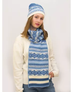 Комплект зимний женский шапка+шарф Анабель (Цвет голубой)
