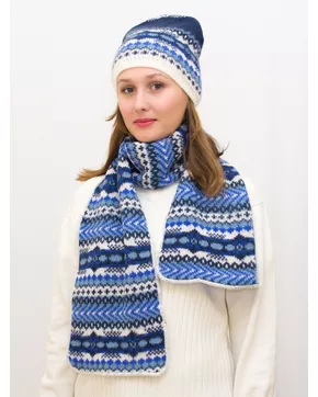 Комплект зимний женский шапка+шарф Анабель (Цвет васильковый)