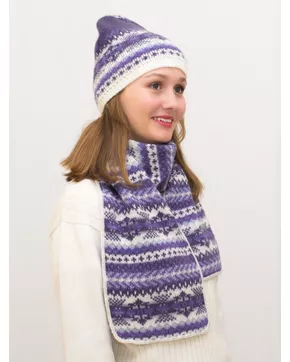 Комплект зимний женский шапка+шарф Анабель (Цвет фиолетовый)