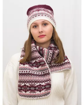 Комплект зимний женский шапка+шарф Анабель (Цвет бордовый)