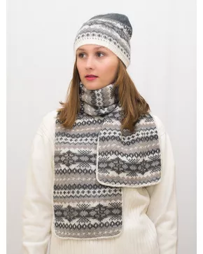 Комплект зимний женский шапка+шарф Анабель (Цвет серый)