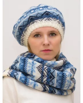 Комплект зимний женский берет+шарф Мариз (Цвет светло-синий)