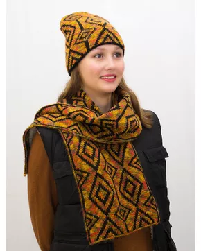 Комплект зимний женский шапка+шарф Азалия (Цвет черный)